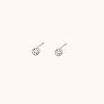 Silver Dainty Diamond Stud Earrings