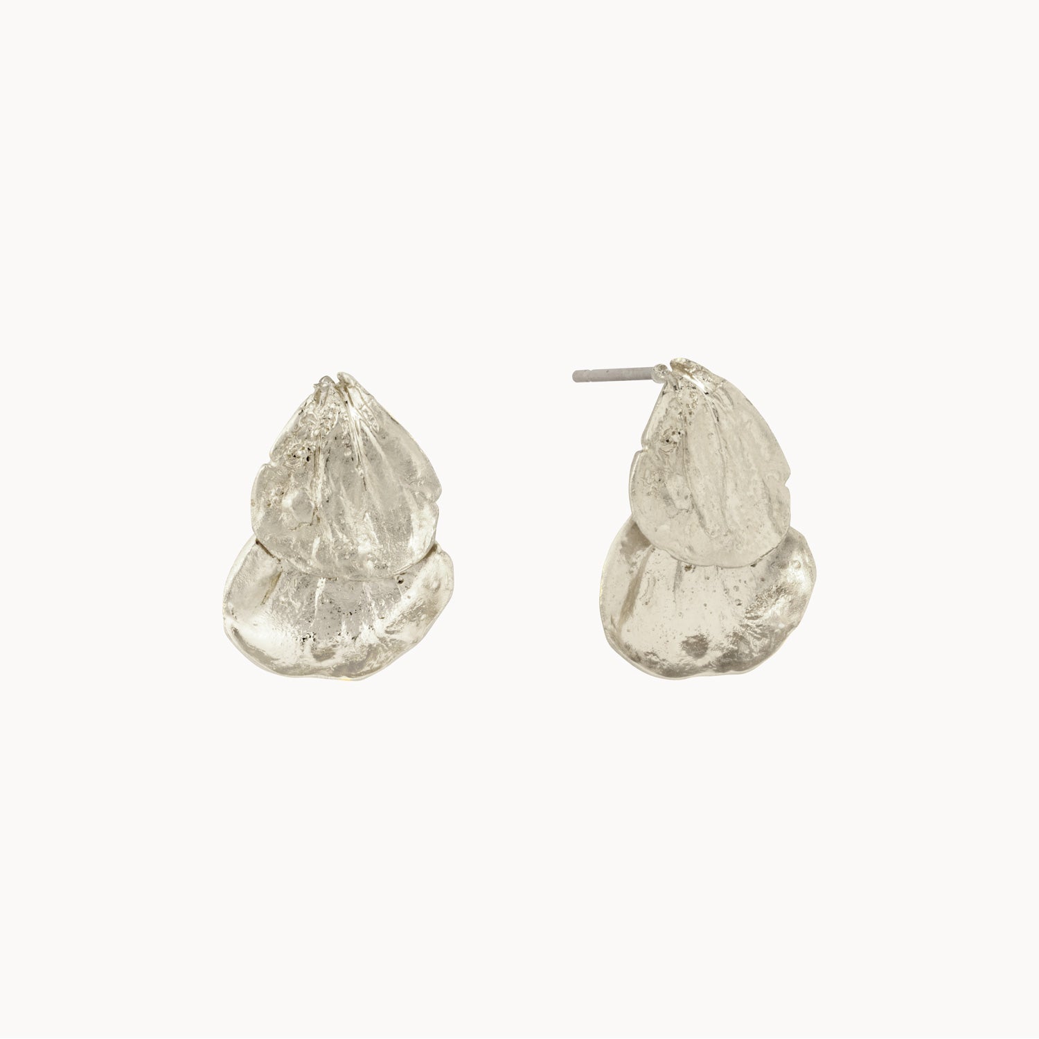 Silver Flower Petal Drop Earrings