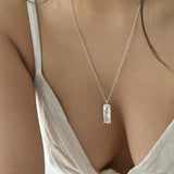 Silver Goddess Aphrodite Rectangle Pendant Necklace