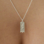 Silver Goddess Aphrodite Rectangle Pendant Necklace