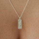 Silver Goddess Aphrodite Rectangle Pendant Necklace