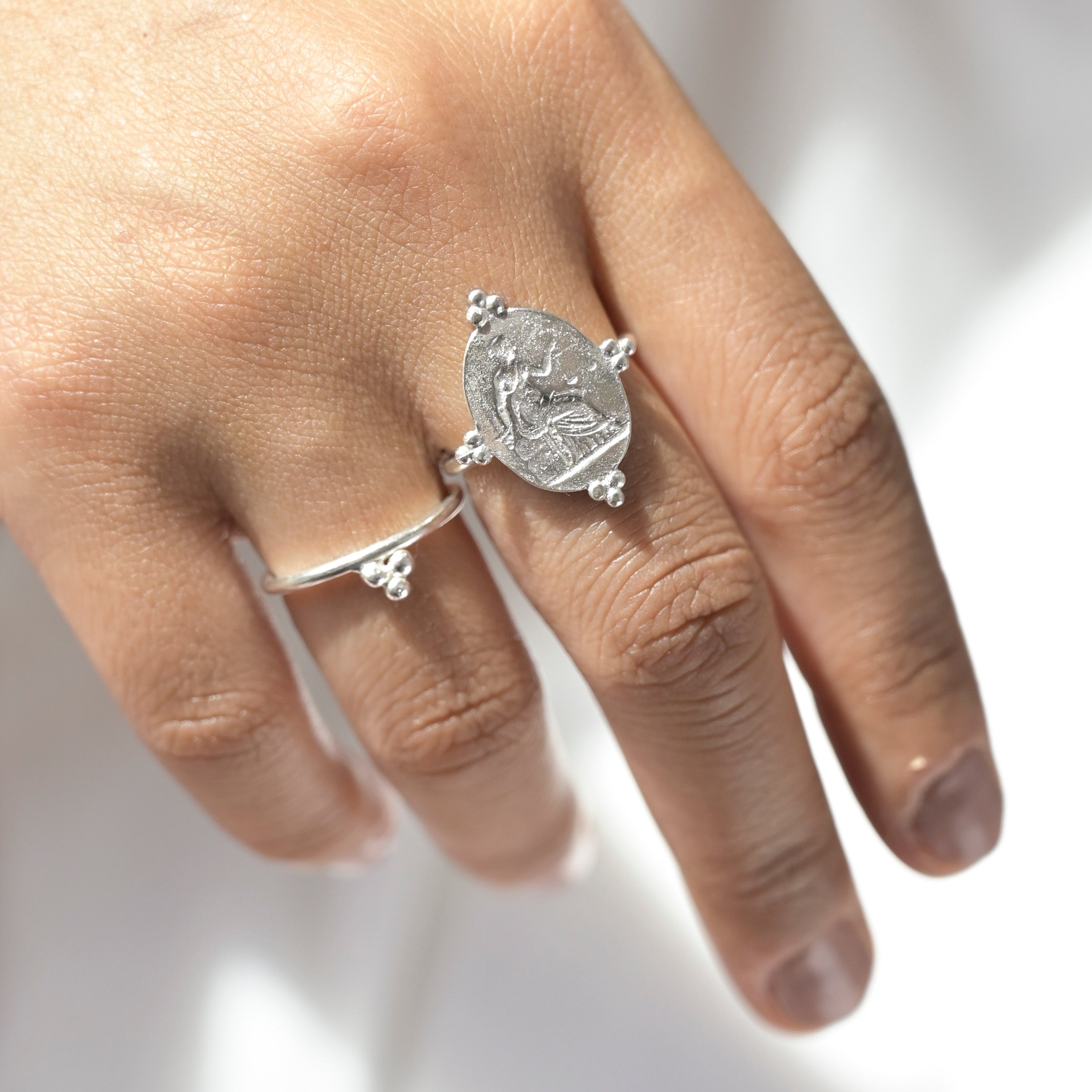 Silver Goddess Themis Ring