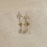 Silver & Gold Shooting Star Dangle Earrings