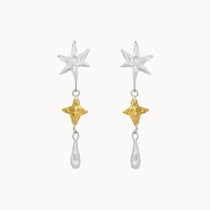 Silver & Gold Shooting Star Dangle Earrings