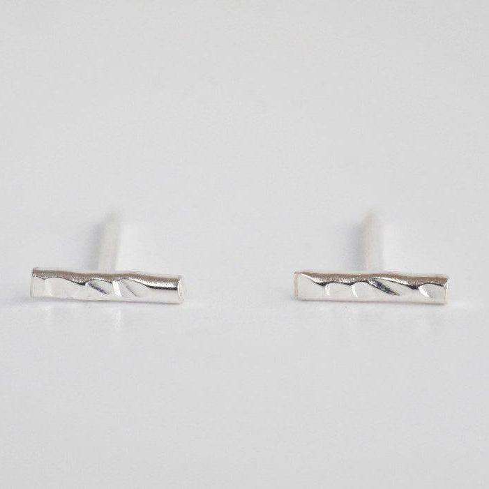 Silver Hammered Bar Earrings