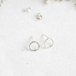 Silver Hammered Small Circle Stud Earrings