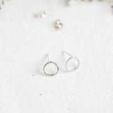 Silver Hammered Small Circle Stud Earrings