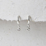 Silver Huggie Hoops With Diamond Charm