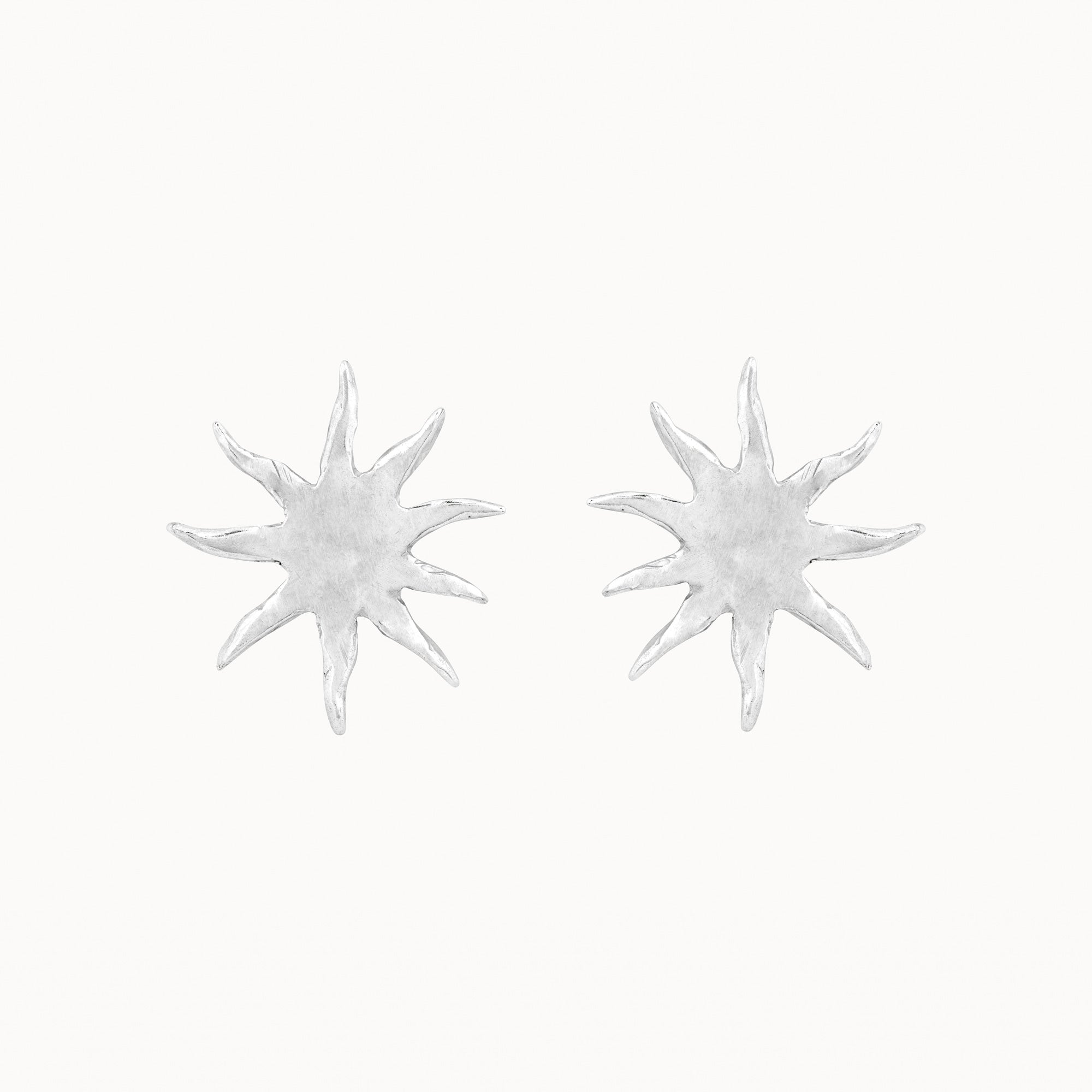 Silver Large Sun Earrings