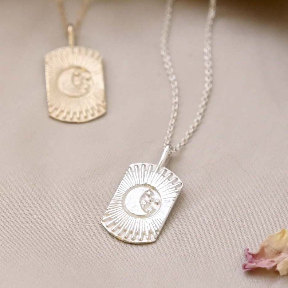 Silver Personalised Moonlight Pendant Necklace