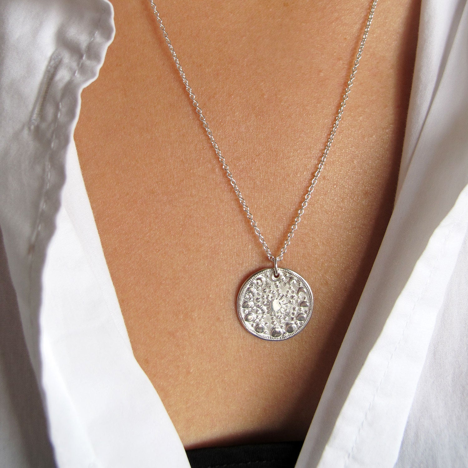 Silver Personalised Moonphase Necklace