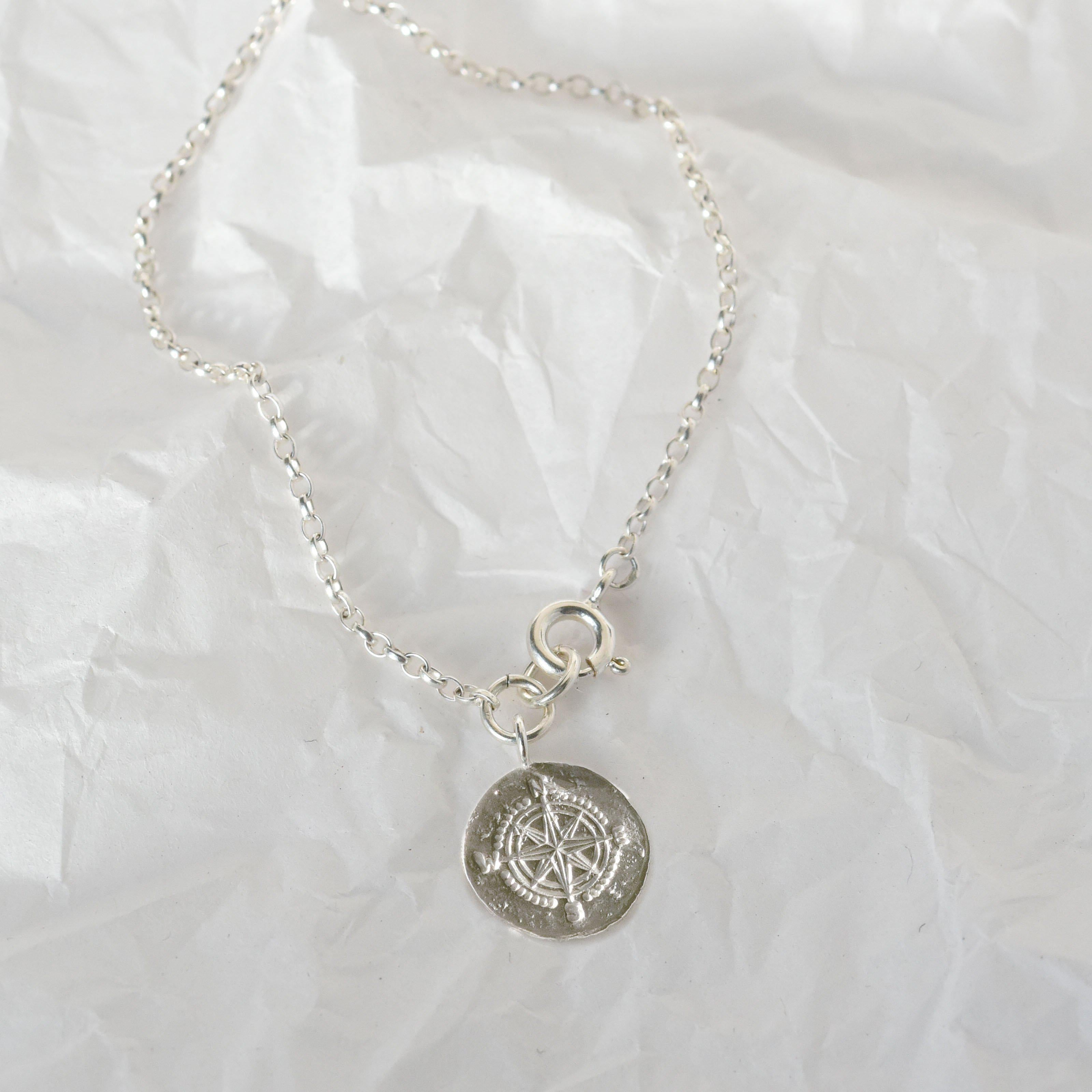 Silver Personalised Wanderlust Compass Charm Bracelet