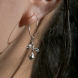 Silver 'Roses Are Red' Stem Hoop Earrings