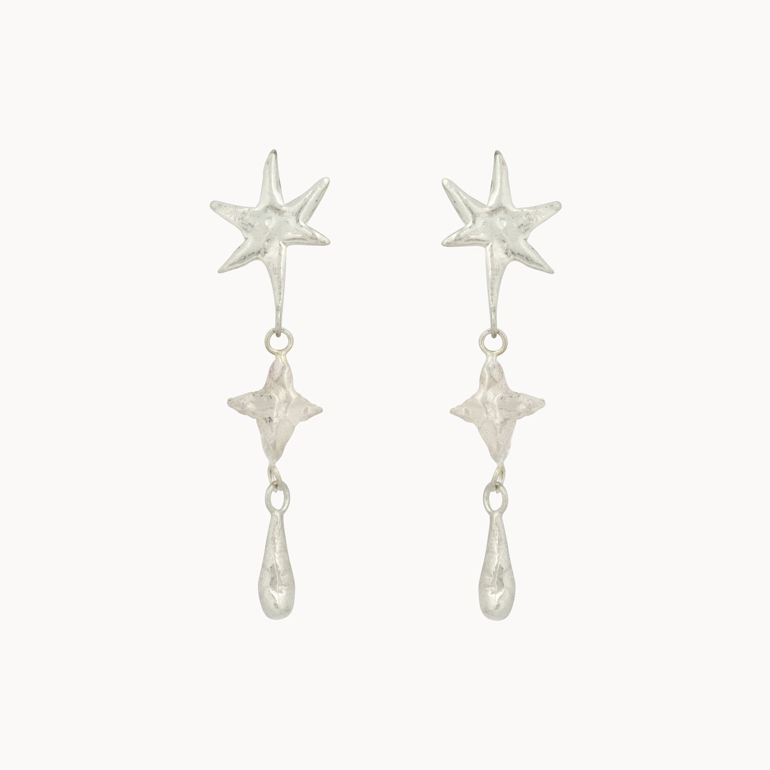 Silver Shooting Star Dangle Earrings