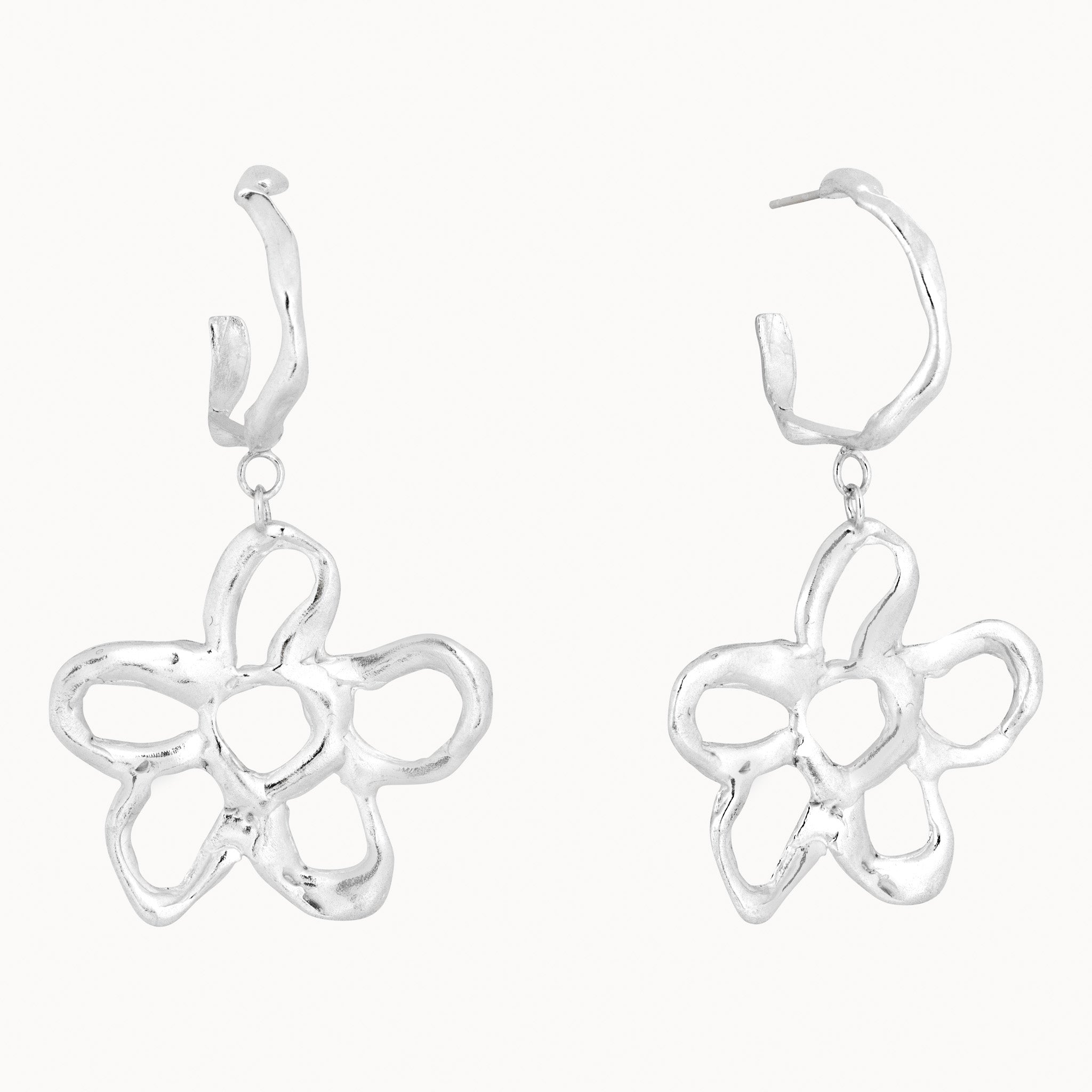 Silver Statement Flower Hoops