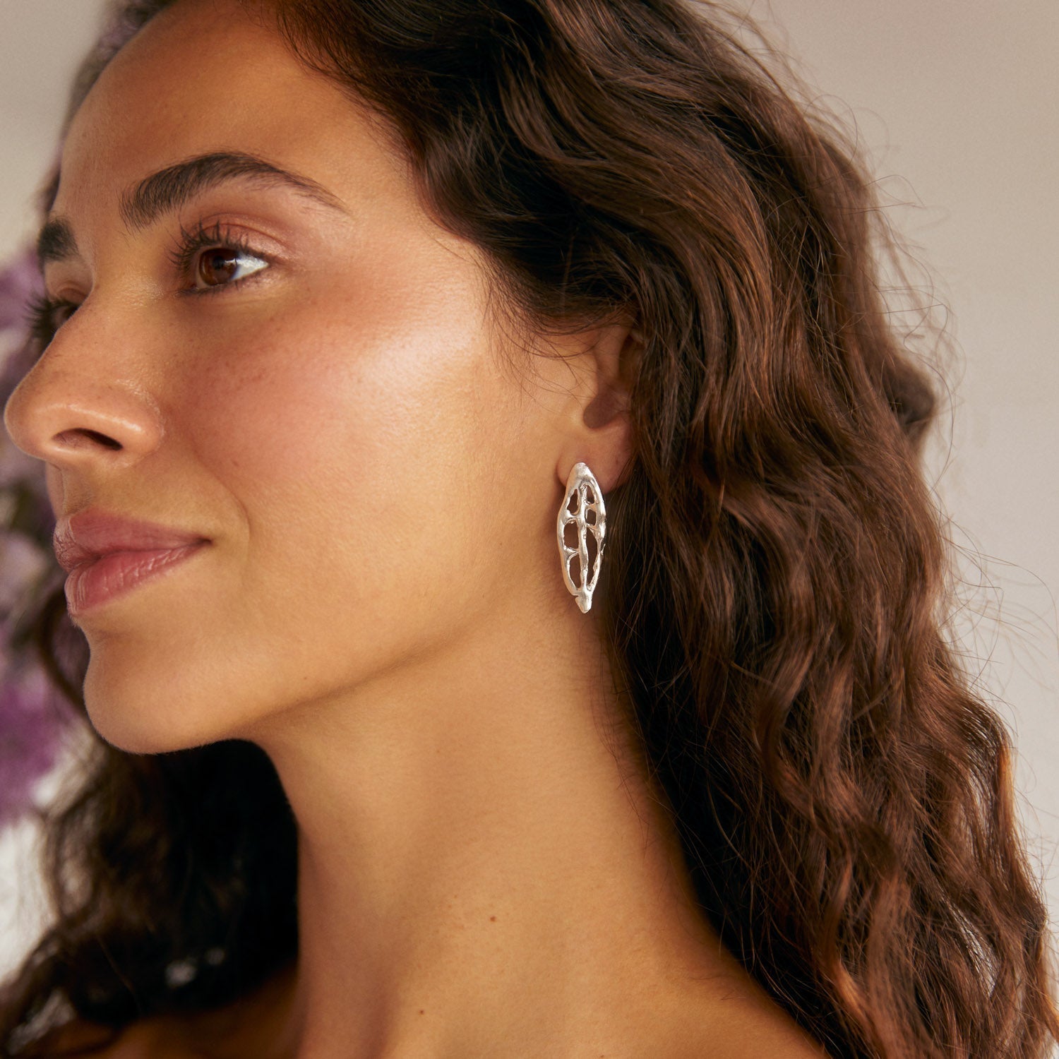 Silver Statement Freeform Leaf Studs