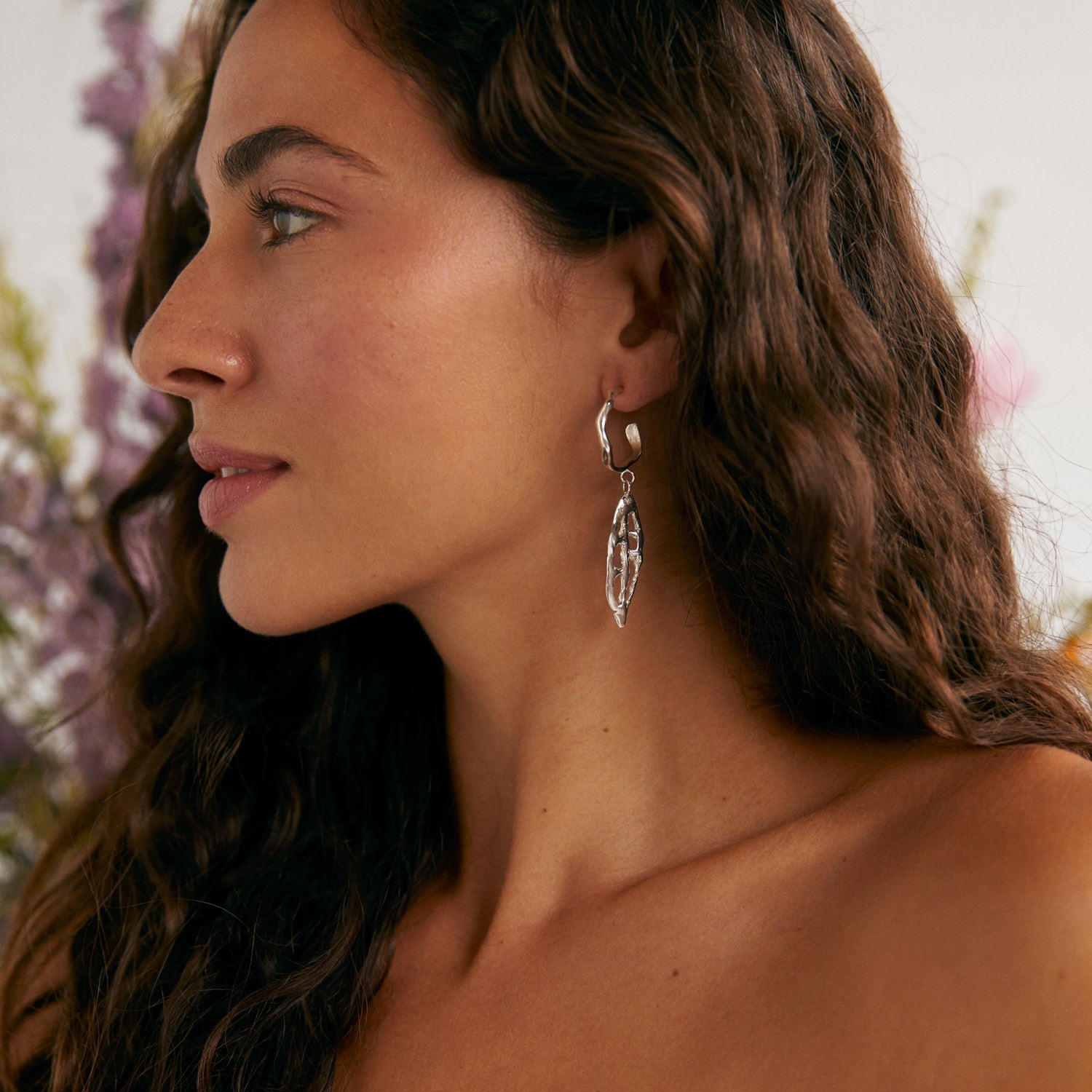 Silver Statement Leaf Hoops