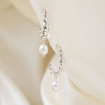 Silver Statement Revolution Pearl Drop Hoop Earrings