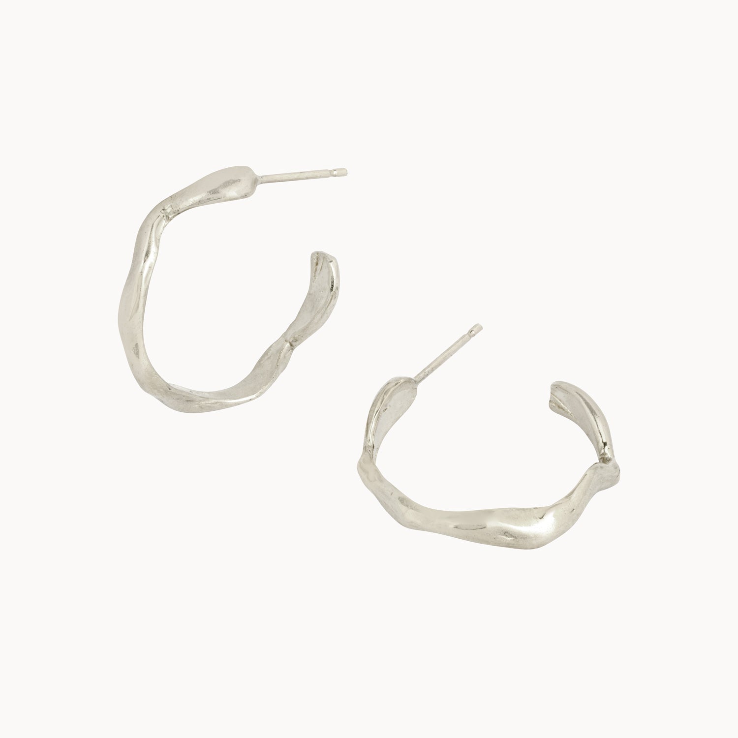 Silver Wave Hoop Earrings