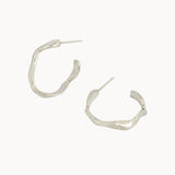 Silver Wave Hoop Earrings