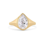 Statement Bezel Set Pear Diamond Engagement Ring