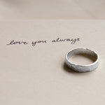 Sterling Silver Personalised Handwriting Hammered Ring