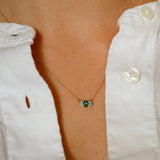 Viridian Sapphire and Diamond Necklace