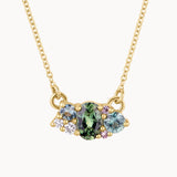 Viridian Sapphire and Diamond Necklace