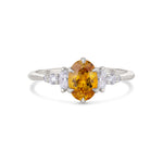 Yellow Sapphire and Lab Grown Diamond Engagement Ring