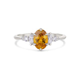 Yellow Sapphire and Lab Grown Diamond Engagement Ring