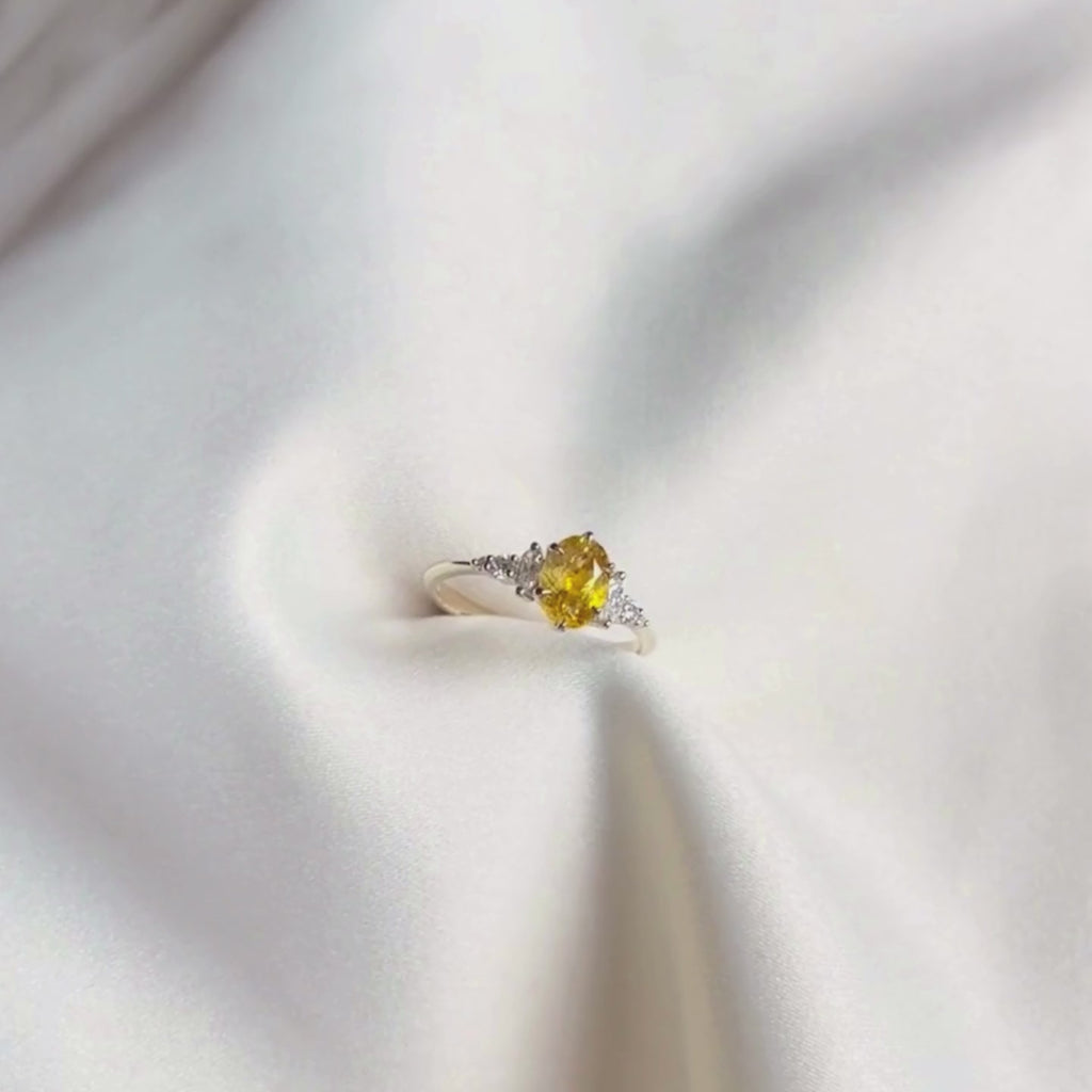 Yellow Sapphire and Lab Grown Diamond Engagement Ring