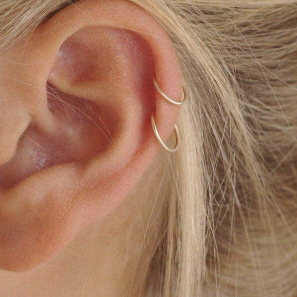 Gold Ear Cuff No Piercing Cartilage Earrings Upper Ear  Etsy  Upper ear  earrings Gold ear cuff Solid gold ear cuff