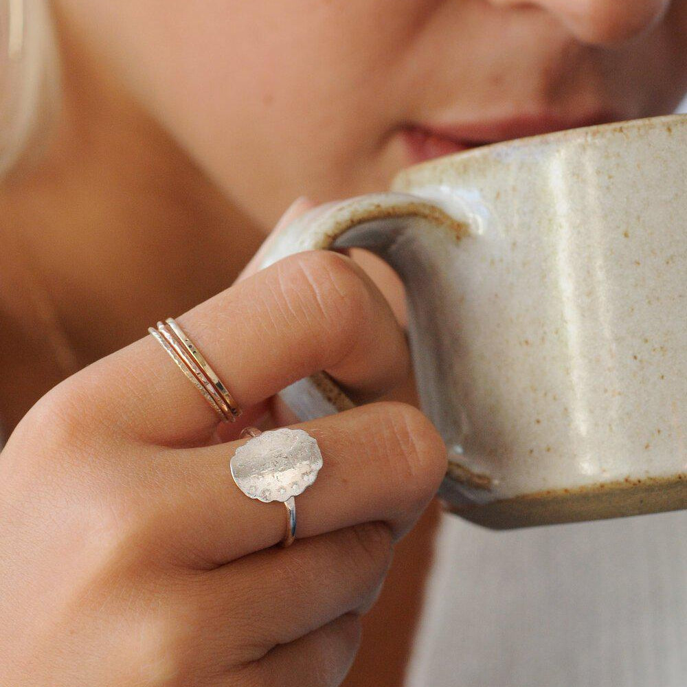 Silver Hammered Stacking Ring