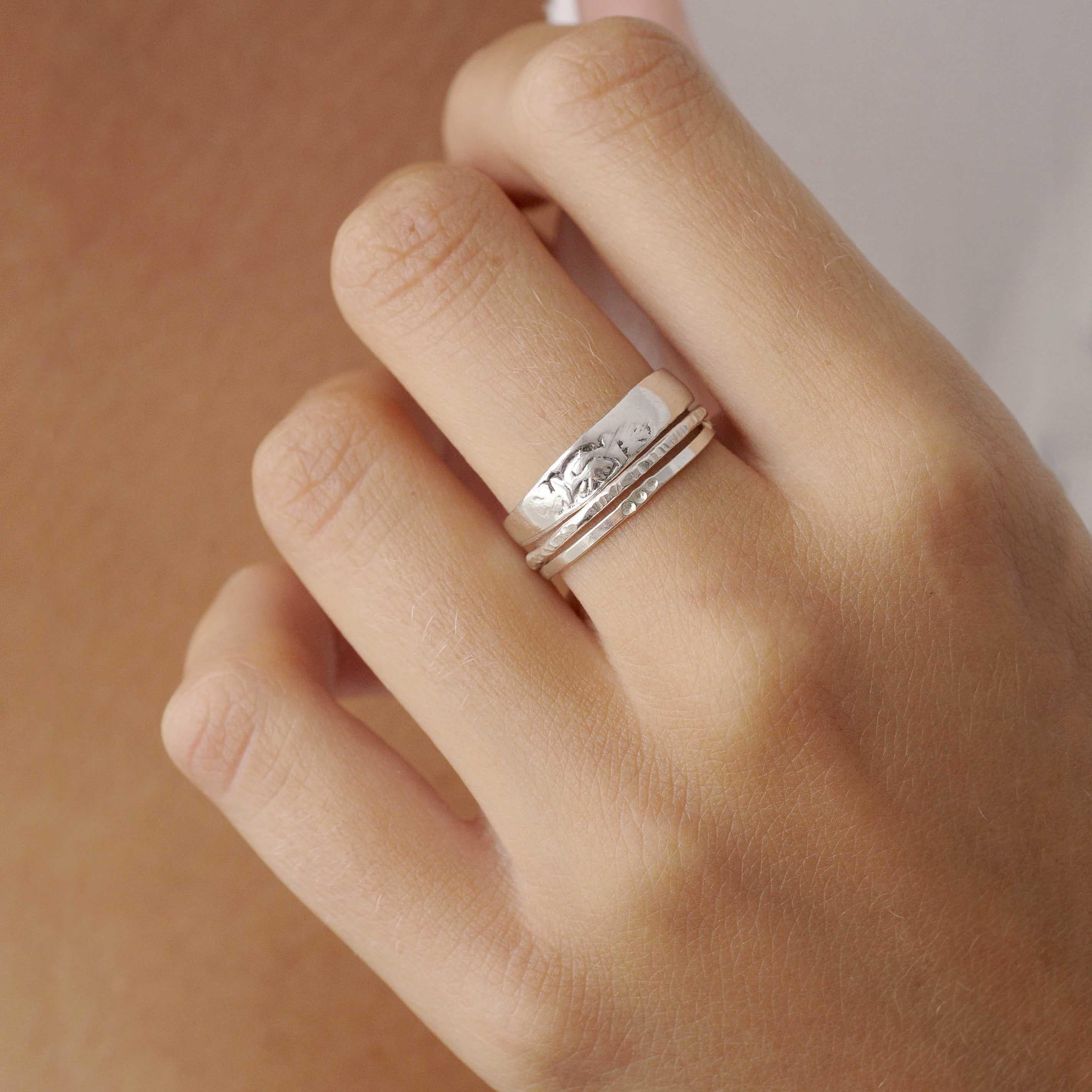 Silver Hammered Stacking Ring