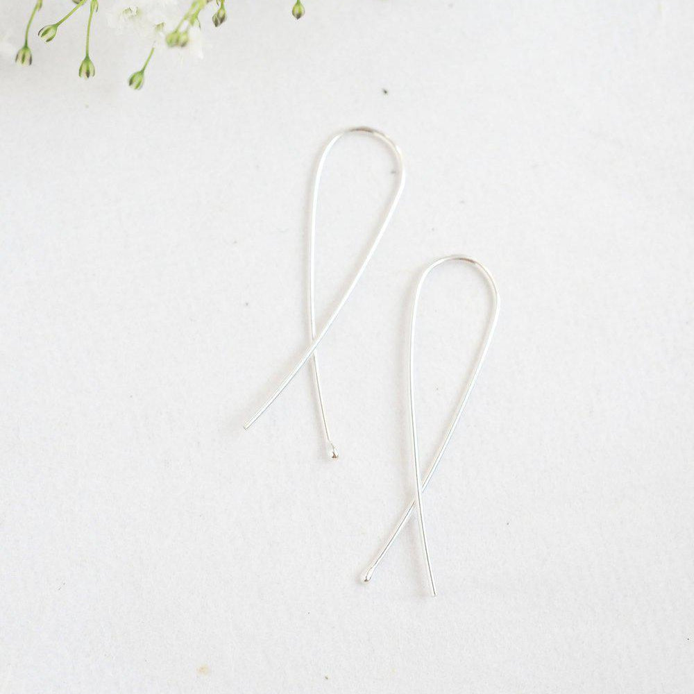 Silver Long Twist Earrings