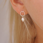 Silver Minimal Pearl Studs