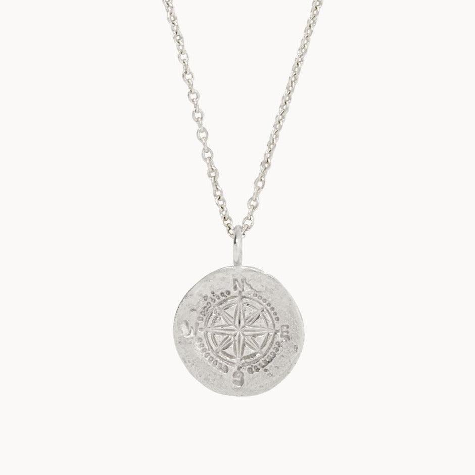 Silver hot sale compass pendant